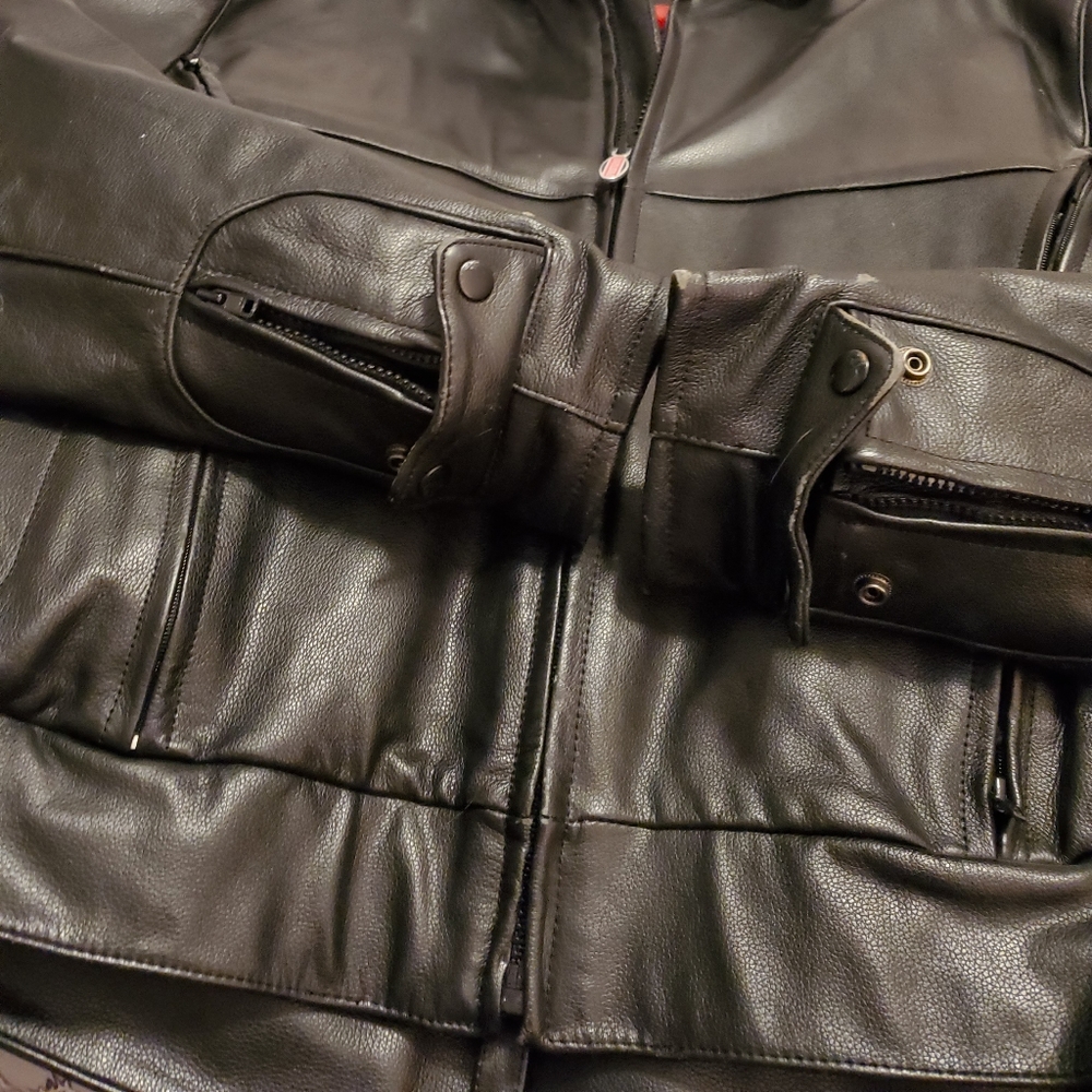 Firstgear thermoliner black leather motorcycle jacket XL - Picture 14 of 16
